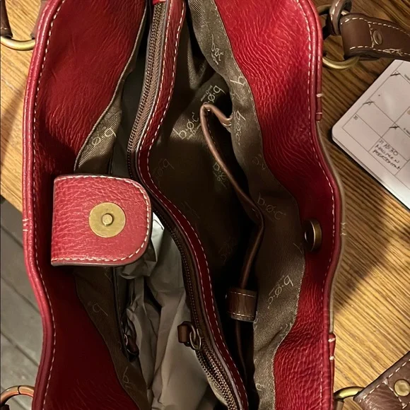 BOC Red and Brown Shoulder Bag with Metal Ring - Picture 3 of 3